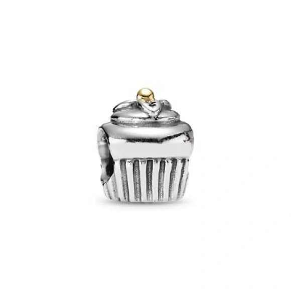 RETIRED Authentic Pandora Cupcake Charm With 14K Gold - Picture 4 of 9